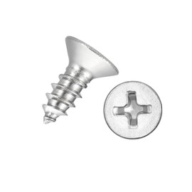 Kozelo 200pcs Phillips Flat Head Wood Screws - [#10x1/2] 304 Stainless Steel Countersunk Self Tapping Screws for Furniture Assembly, Interior Trim, Outdoor Construction, Silver