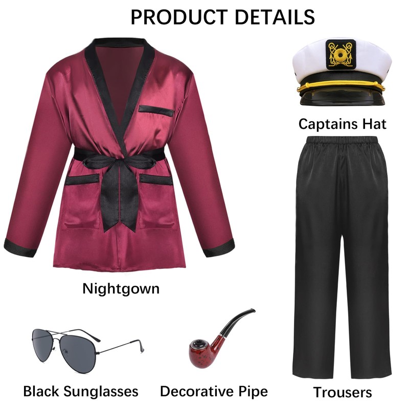 Maazusa Men Red Silk Robe jacket and Black Pants, Hugh