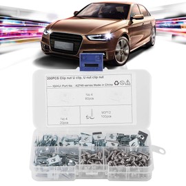 U Type Clips and Nuts, 200Pcs Manganese Steel Car U Clips with Blue White Zinc Self Tapping Screws Kit Assortment Fixing Hardwares for Motorcycles Automobile