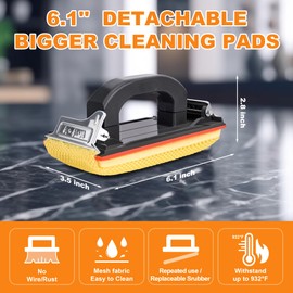 Hroonny Cleaning Brush with Heat Resistant Replaceable Cleaning Head for Cast Iron Pan/Griddle/Dish/Flat Top Cookware (No Handle)