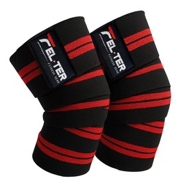 FELTER FITNESS Vendas para rodillas gym, rodilleras elásticas soporte para levantamiento de peso (rojo)