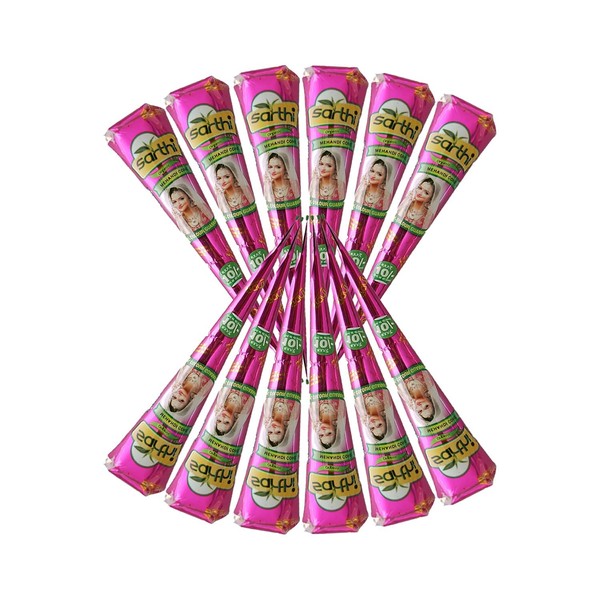 Sarthi 100% Natural Henna 6 x Paste Cones (Red-Brown) 250
