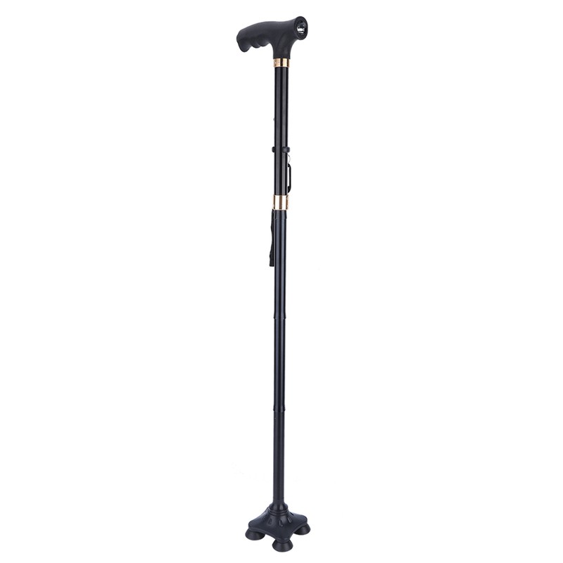 Adjustable Folding Cane Aluminium Alloy Antislip Walking Stick with Lamp
