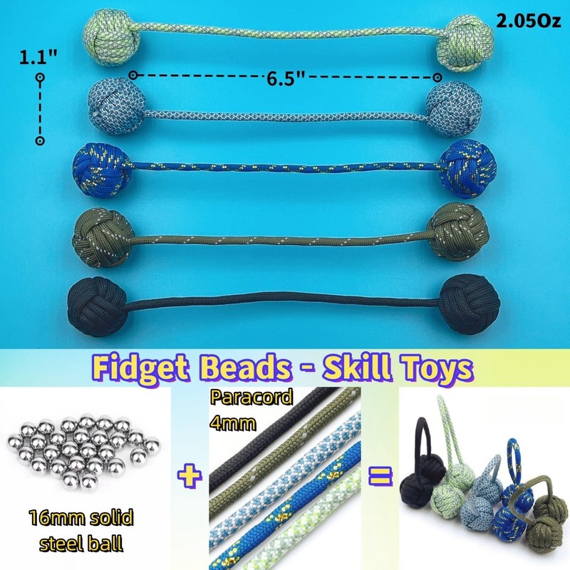 Fidget Beads Skill Toys, Fidget Toys, Parachute Cord and Steel