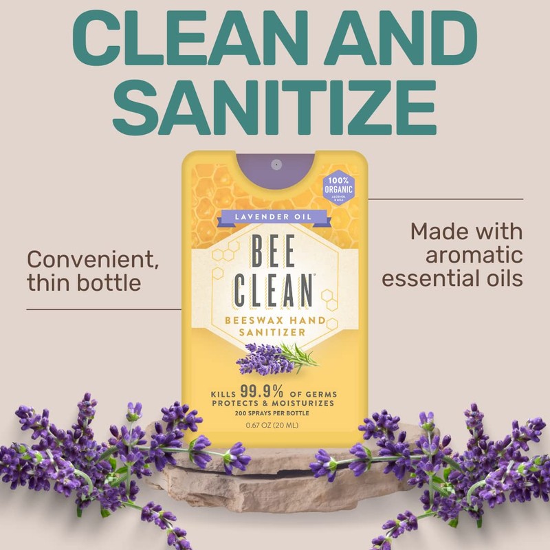 Bee Clean Organic Beeswax Hand Sanitizer Pocket Spray - Lavender