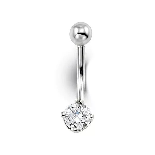 Unbranded 14k White Gold Round Belly Button Ring - Round