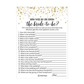 25 Black and Gold How Well Do You Know The Bride Bridal Wedding Shower or Bachelorette Party Game, Who Knows The Best, Does The Groom? Couples Guessing Question Set of Cards Pack, Printed Engagement