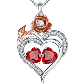 Iefil January Birthstone Necklace Birthday Gifts for Wife Mom Women Her, Anniversary Birthday Gift for Wife Women Her Birthstone Jewelry Red Garnet Necklace