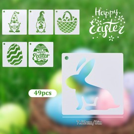 HICOHAND Easter Stencils Templates, 49pcs Easter Decorations Stencils Plastic Drawing Painting Stencils Template Sets for Painting, Craft Cards, Home Decor