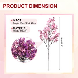 PATIKIL Artificial Flowers, 9pcs European Fake Flowers DIY Bouquet Fake Floral for Home Garden Kitchen Decor Wedding Party Decoration Purple/Pink