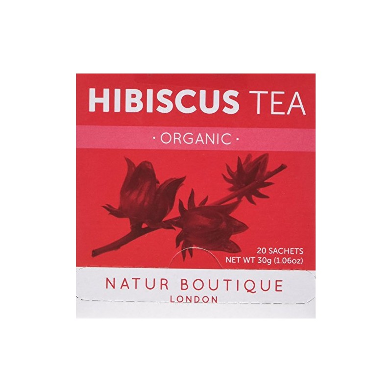 Natur Boutique Organic Hibiscus Tea Sachets, Pack of 3, 60-Count