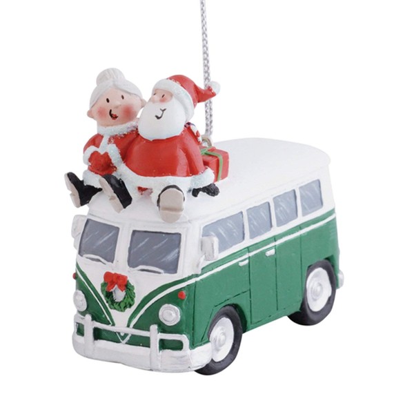 Santa and Mrs. Claus Riding on Top of Vw Bus