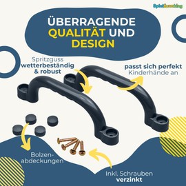 Spielturmking® Play Tower Handles, Weatherproof Safety Handles with Recessed Grips, Robust Handles, Play Tower, Climbing Handles for Children, Indoor and Outdoor (Anthracite, Pack of 2)