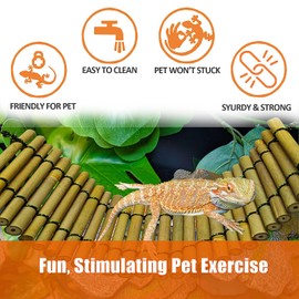 Furatune Bearded Dragon Tank Accessories, Reptile Climbing Hammock Bridge, Lizard Lounger Bamboo Ladder, Reptile Tank Accessories for Habitat, 18 x6 in