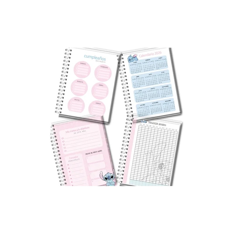 Agenda Stich Rosa 278 Pag Media Carta Aloha 2026