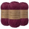 Utopia Crafts Re-Cotton Knitting Yarn 3X 100g (Raspbery Red)