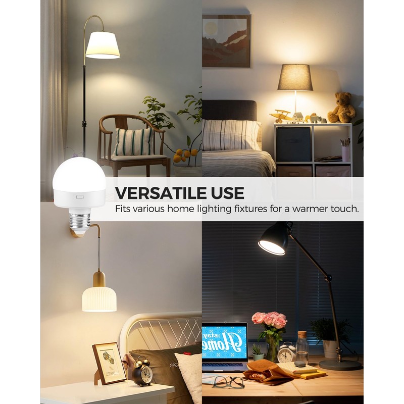 GOEBLESON Rechargeable Light Bulbs with Remote Control 2 Packs, Battery