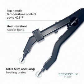 Professional Keratin Fusion Tool for Hair Extensions with Slim Long Heating Plates, Adjustable Temperature, Rapid Heat-Up, Seamless Fusion, Root Access,Salon-Quality Keratin Glue Gun (Black)