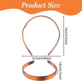 JJUNW 2 Pcs Plastic Headband, Tortoise Shell Headband With Teeth, Brown Black Plastic Headbands Headband for Women Non Slip Hair Accessories