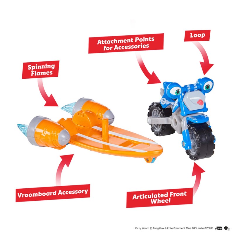 Ricky Zoom Loop Hoopla Toy Motorcycle with Vroomboard Accessory, Multi