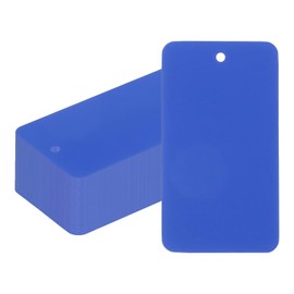 PATIKIL Plastic Shipping Tags with Wire, 100 Pcs 90 x 50 mm Waterproof Blank Labels Hang Tag with String for Outdoor Luggage Product Identification Price Marking, Blue