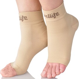 Dowellife Plantar Fasciitis Socks, Ankle Brace Compression Support Sleeves & Arch Support, Foot Compression Sleeves, Ease Swelling, Achilles Tendonitis, Heel Spurs for Men & Women (Nude XL)