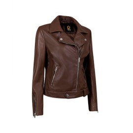 Rauly Biker Style Vintage Leather Jacket Women - Casual Motorcycle Zip-Up Lightweight Coat Collar Women Leather Jacket