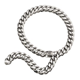 Hip Hop Mens Choker Stainless Steel Miami Chain Curb Cuban Link Rapper Necklace Jewelry with Tail (20", 17mm width)