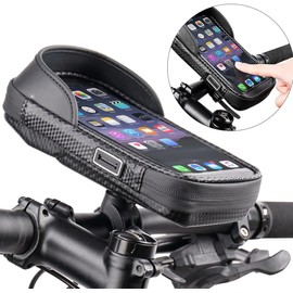 Bike Phone Holder Waterproof - Clip to Handlebar Bag, 360° Rotation for Cell Phones up to 7'' with Space for Accessories.