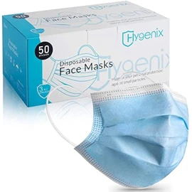 Hygenix Medical Grade 3ply Disposable ASTM level 3 Face Masks PFE >98% Filtration, Now Made in the USA (Pack of 50 Pcs)