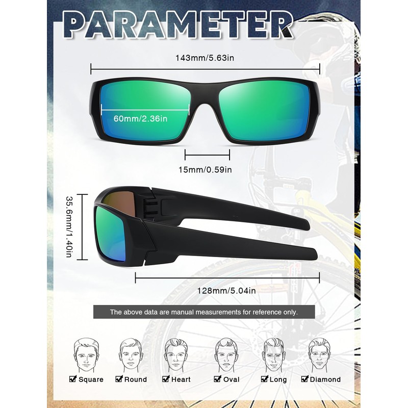 TIANYESY Polarized Sunglasses Men Womens Trendy Retro Rectangular Wrap- Ideal