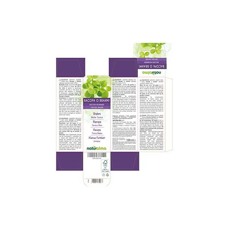 Bacopa or Brahmi (Bacopa monnieri) herb Alcohol-Free Mother Tincture Naturalma