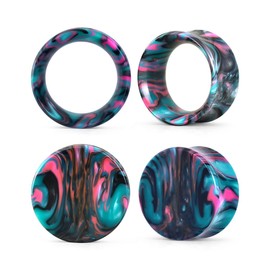 COOEAR Ear Plugs Tunnel Piercing Gauges for Ears, Double Flared Expander Stretchers, 2 Pairs of Colourful Acrylic Earrings, Acrylic, Sandstone