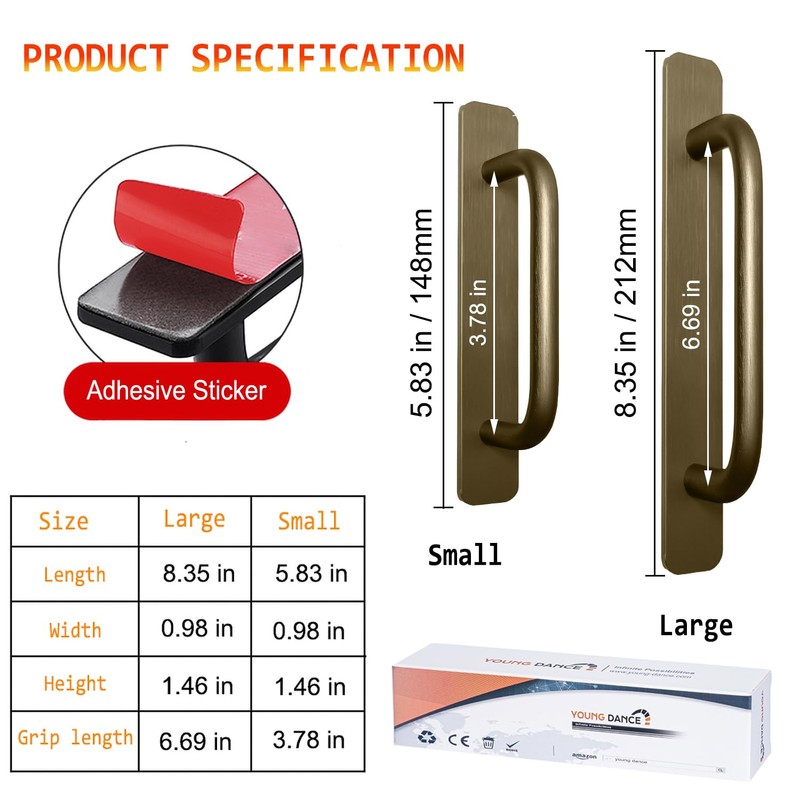 Self-Stick Instant Cabinet Handles - 2pcs Aluminum Alloy Drawer Pulls