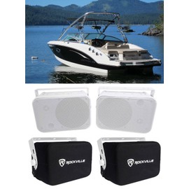 Rockville 2 Rockville HP65S-8 6.5" Marine Box Speakers w/ Swivel Brackets+Cover