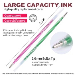 LANRENWENG 120 Colors Gel Pen Ink Refills, Glitter Neon Gel Ink Pens Refills Replace Cartridges for Glitter Gel Pens Set,for Kids Drawing Adult Coloring Books for Women