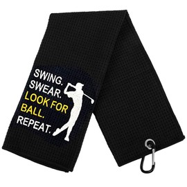Pence & Moon Collective Golf Towel - Funny Black Towel for Men, Retirement & Golfer Gifts Golf Gifts for Men Grandpa Dad - Microfiber Waffle Design - 23.62 * 15.74Cinch/60 * 40cm