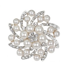 Elegant Faux Pearl Flower Rhinestone Wedding Brooch Crystal Corsage Pin Brooch Women Clothing Accessories Jewelry Gift For Bride Girl Women