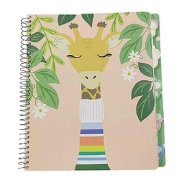 Carolina Pad College Ruled 5-subject Spiral Notebook, The Hello Sweet Cheeks Collection (Peaceful Giraffe, 9.75 Inches x 11 Inches, 150 Sheets, 300 Pages)