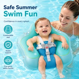 Inflatable Baby Pool Float with Canopy – Wide PVC Infant & Toddler Swim Float for Parent-Supervised Pool Play, S/L/XL