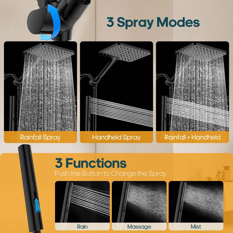 Hombeter High Pressure Rain Shower Head with Handheld Combo, 10