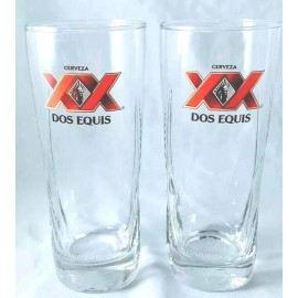 Dos Equis Cerveza 16 Oz Millennium Glasses XX - Set of Two (2) - New & Free Ship