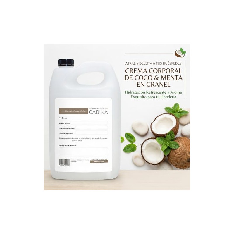 Crema Corporal Vegana Líquida Hidratante Coco y Menta 1 Galón