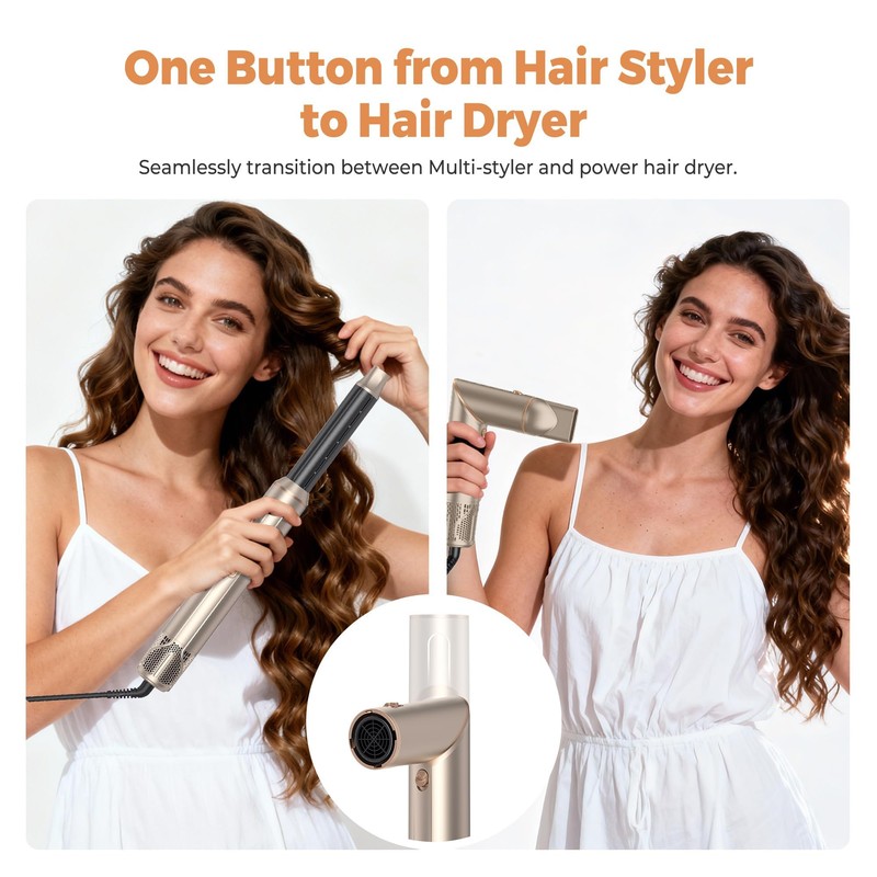 6-in-1 Foldable Air Styler with Diffuser & Auto-Wrap Curlers
