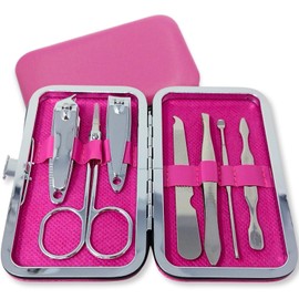 COLORBIRD ネイルケアセット 爪切り ネイルケア 爪やすり 甘皮処理 眉毛 ハサミ 毛抜き 耳かき カラフル (7マゼンタ)
