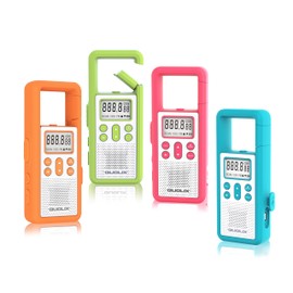 Long Range Rechargeable Walkie Talkie 4-Pack with FM/NOAA, Weather Alert, LED Flashlight, USB Rechargeable, Bright Colors, Adjustable Volume, Ideal for Camping Survival (Rose Blue Green Orange)