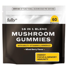 16 in 1 Blend Mushrooms Gummies for Adults - Lion's Mane Mushroom Supplement, Focus Gummies with Lions Mane, Lion's Mane for Adults, Natural Mushroom Supplement for Cognitive Support & Clarity
