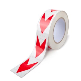 Innfeeltech Reflective Arrowhead Warning Tape, 50 mm x 25 m, Night Reflection Arrow Marked Tape, White and Red, Pack of 1