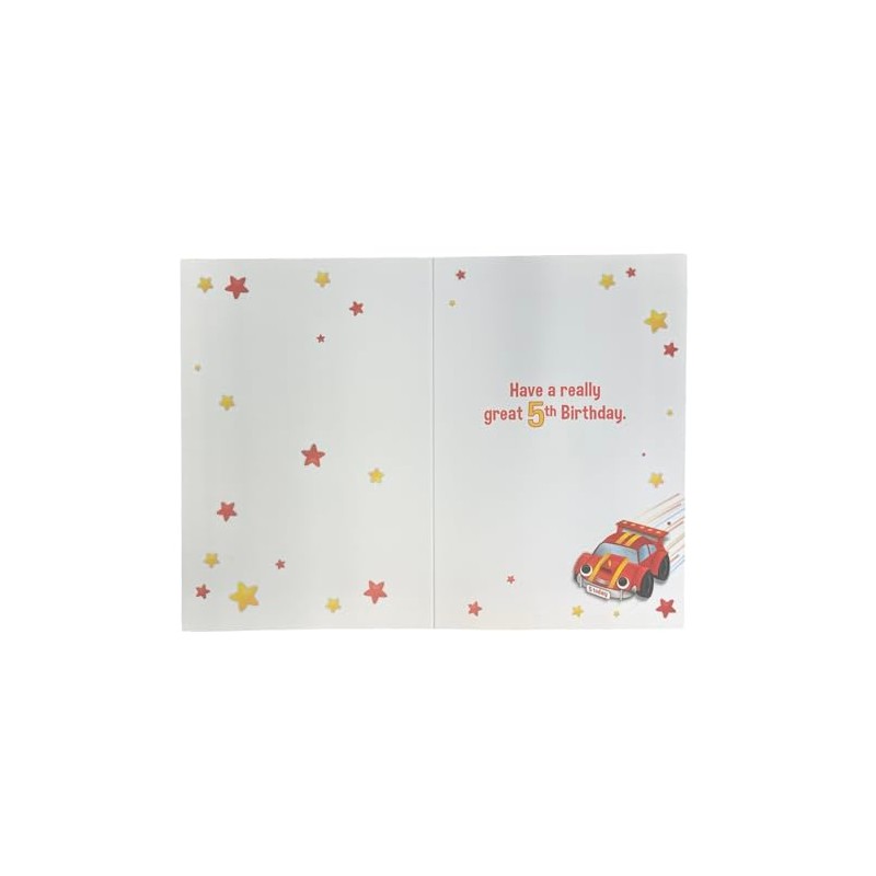 Age 5 Boy Birthday Card - 5th Birthday Red Racing