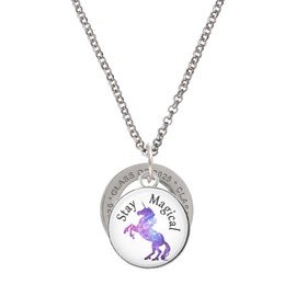 Delight Jewelry Silvertone Domed Stay Magical Unicorn Class of 2026 Affirmation Ring Necklace, 23"